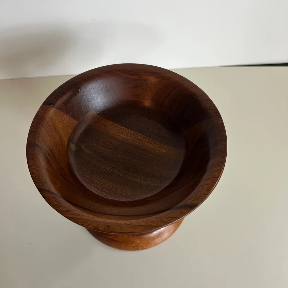 Vintage‎ 50’s Ozark Walnutware footed Wood Bowl, Brown, 5 inch